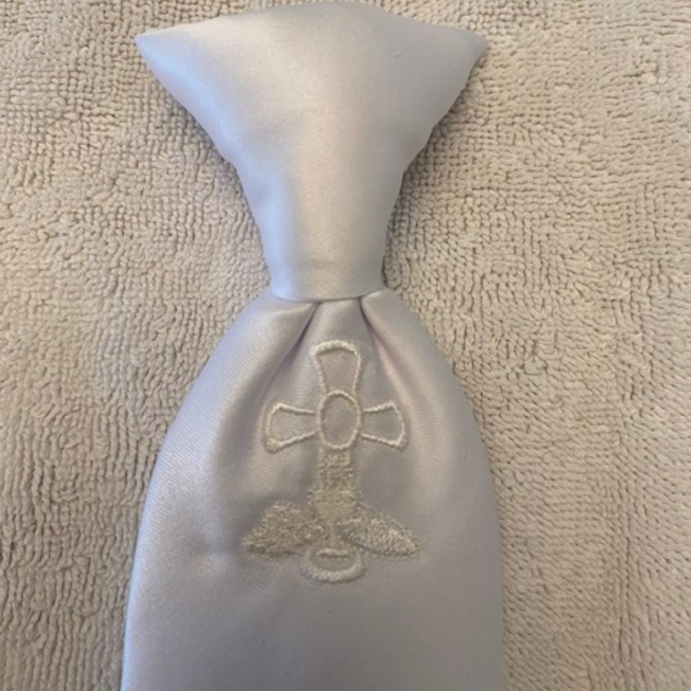 Boys Communion 13" Clip on Tie White -